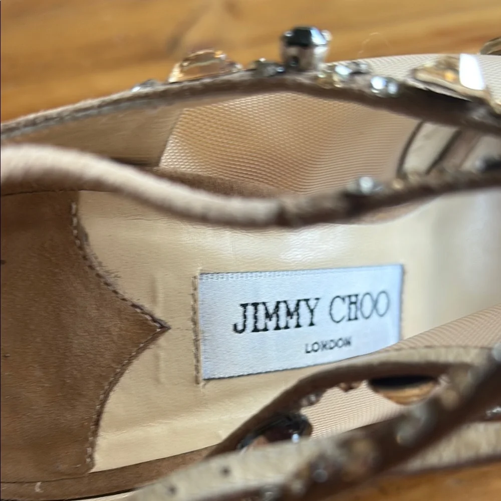 Jimmy Choo Tan Crystal Embellished Heels - Picture 5 of 9